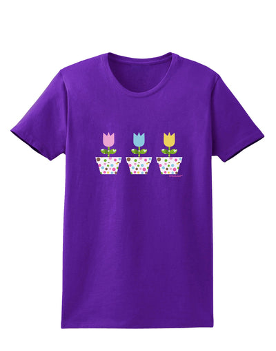 Three Easter Tulips Womens Dark T-Shirt by TooLoud-Womens T-Shirt-TooLoud-Purple-X-Small-Davson Sales