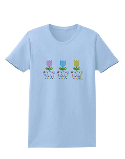 Three Easter Tulips Womens T-Shirt by TooLoud-Womens T-Shirt-TooLoud-Light-Blue-X-Small-Davson Sales