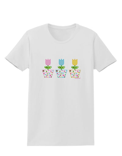 Three Easter Tulips Womens T-Shirt by TooLoud-Womens T-Shirt-TooLoud-White-X-Small-Davson Sales