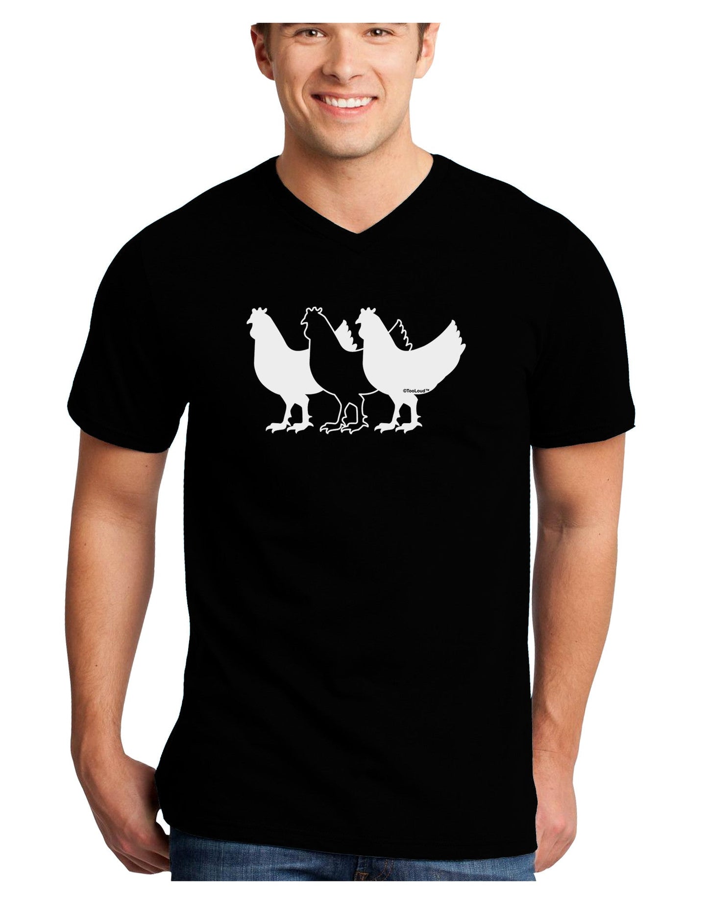 Three French Hens Adult Dark V-Neck T-Shirt-TooLoud-Black-Small-Davson Sales