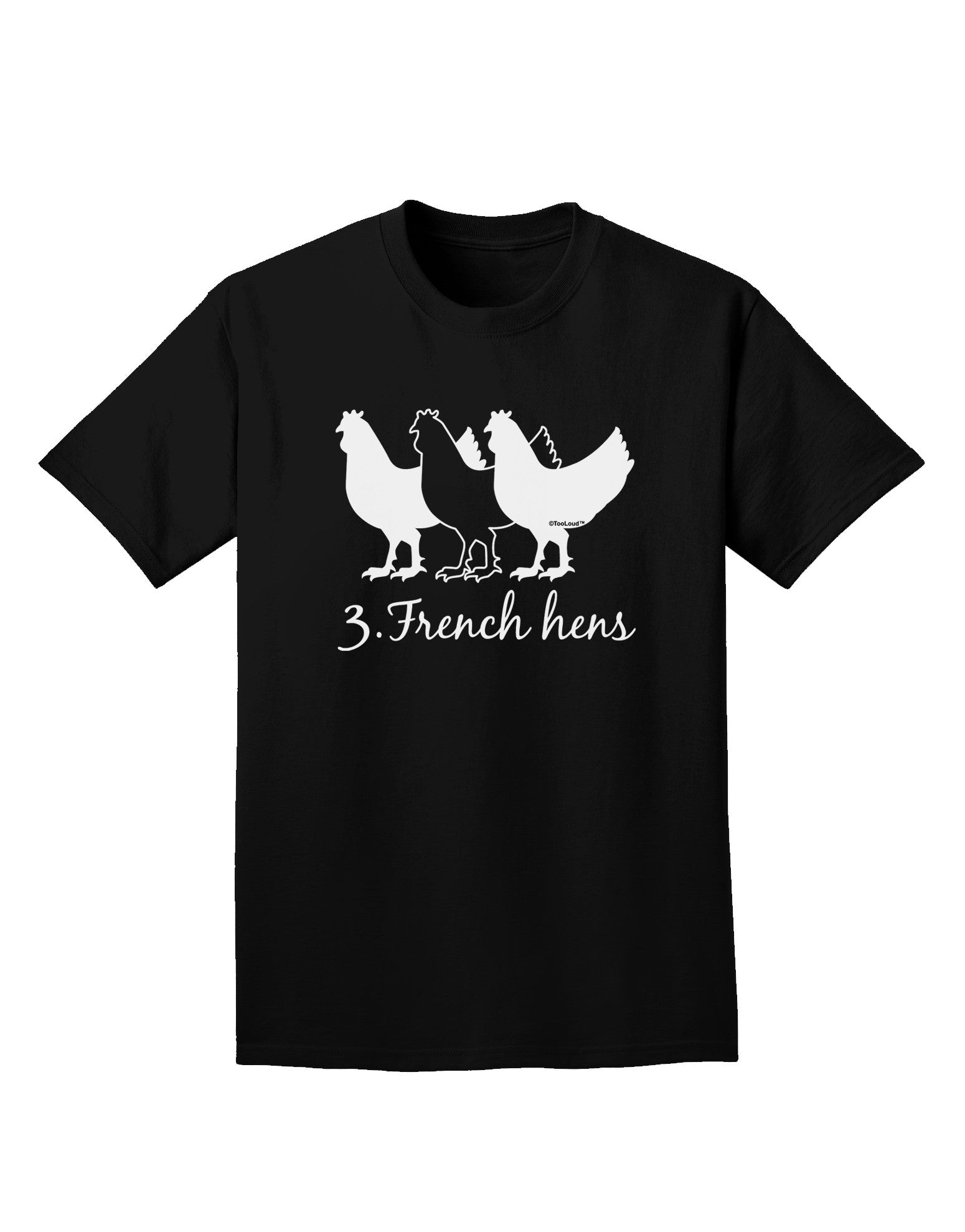 Three French Hens Text Adult Dark T-Shirt-Mens T-Shirt-TooLoud-Black-Small-Davson Sales