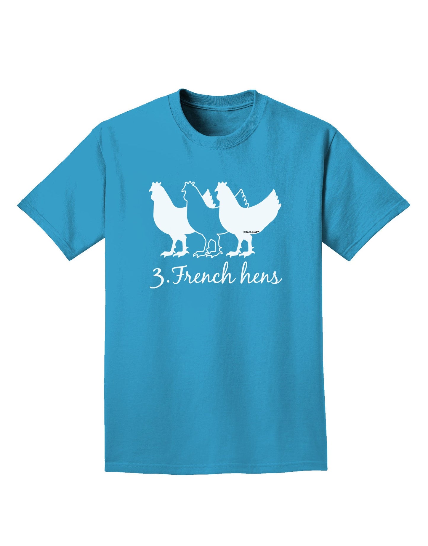 Three French Hens Text Adult Dark T-Shirt-Mens T-Shirt-TooLoud-Turquoise-Small-Davson Sales