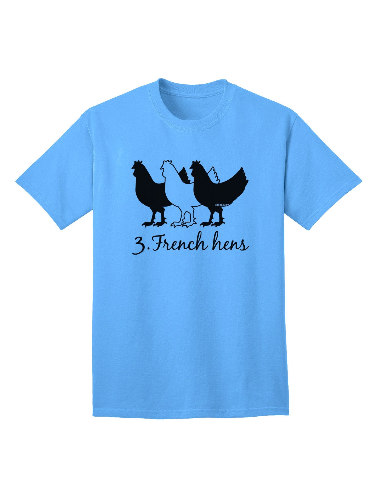 Three French Hens Text Adult T-Shirt: Premium Quality Collection-Mens T-shirts-TooLoud-Aquatic-Blue-Small-Davson Sales