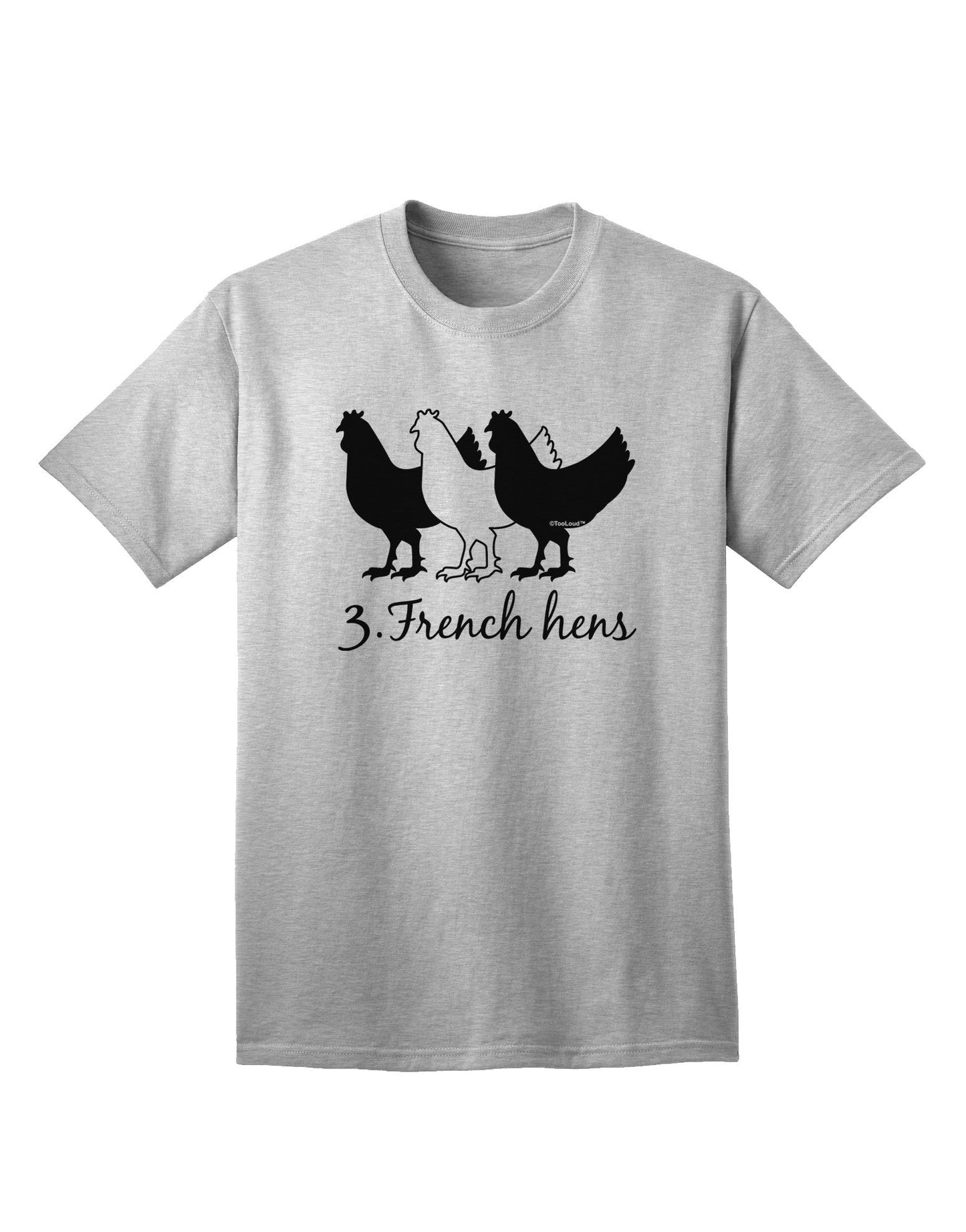 Three French Hens Text Adult T-Shirt: Premium Quality Collection-Mens T-shirts-TooLoud-AshGray-Small-Davson Sales