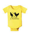 Three French Hens Text Baby Romper Bodysuit-Baby Romper-TooLoud-Yellow-06-Months-Davson Sales