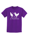 Three French Hens Text Childrens Dark T-Shirt-Childrens T-Shirt-TooLoud-Purple-X-Small-Davson Sales