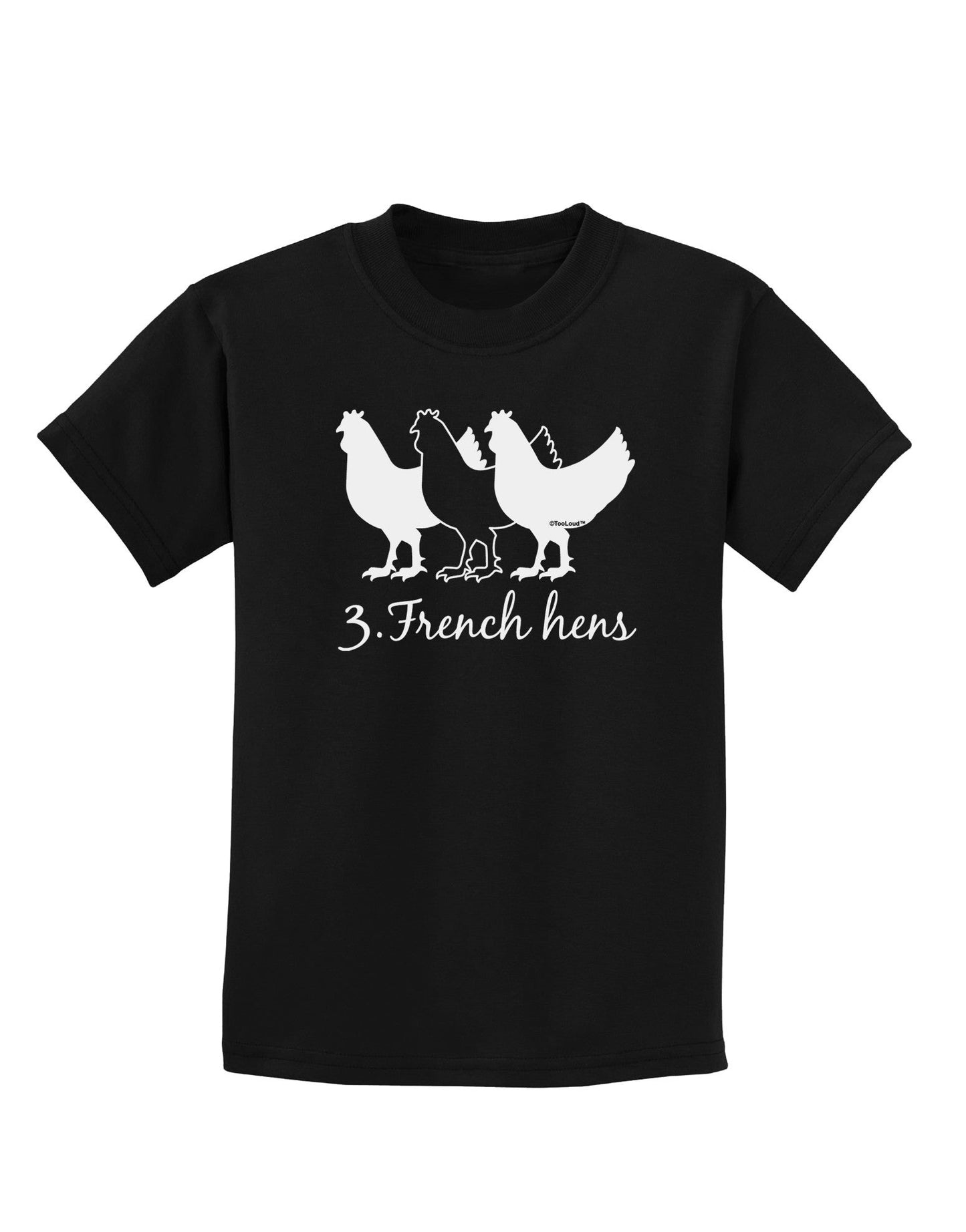 Three French Hens Text Childrens Dark T-Shirt-Childrens T-Shirt-TooLoud-Black-X-Small-Davson Sales
