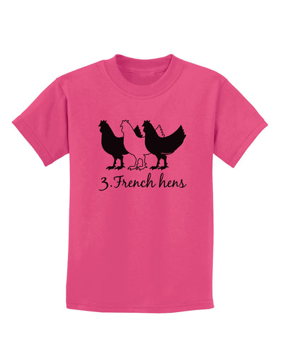 Three French Hens Text Childrens T-Shirt-Childrens T-Shirt-TooLoud-Sangria-X-Small-Davson Sales