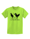 Three French Hens Text Childrens T-Shirt-Childrens T-Shirt-TooLoud-Lime-Green-X-Small-Davson Sales