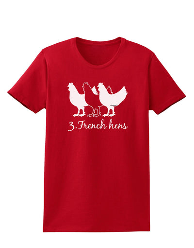 Three French Hens Text Womens Dark T-Shirt-TooLoud-Red-X-Small-Davson Sales