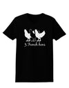 Three French Hens Text Womens Dark T-Shirt-TooLoud-Black-X-Small-Davson Sales