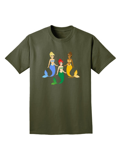 Three Mermaids Adult Dark T-Shirt-Mens T-Shirt-TooLoud-Military-Green-Small-Davson Sales