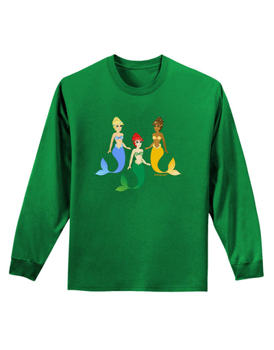 Three Mermaids Adult Long Sleeve Dark T-Shirt-TooLoud-Kelly-Green-Small-Davson Sales