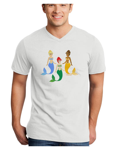 Three Mermaids Adult V-Neck T-shirt-Mens V-Neck T-Shirt-TooLoud-White-Small-Davson Sales