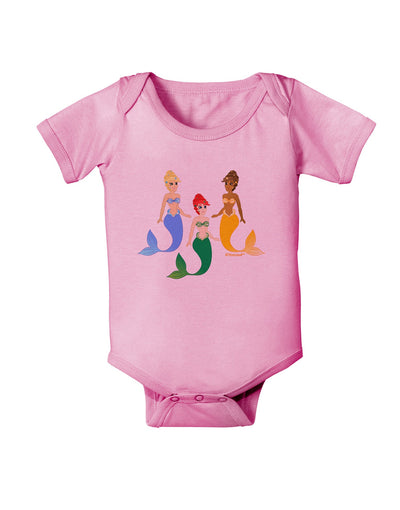 Three Mermaids Baby Romper Bodysuit-Baby Romper-TooLoud-Light-Pink-06-Months-Davson Sales