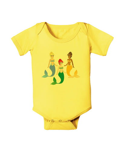 Three Mermaids Baby Romper Bodysuit-Baby Romper-TooLoud-Yellow-06-Months-Davson Sales