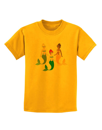 Three Mermaids Childrens T-Shirt-Childrens T-Shirt-TooLoud-Gold-X-Small-Davson Sales