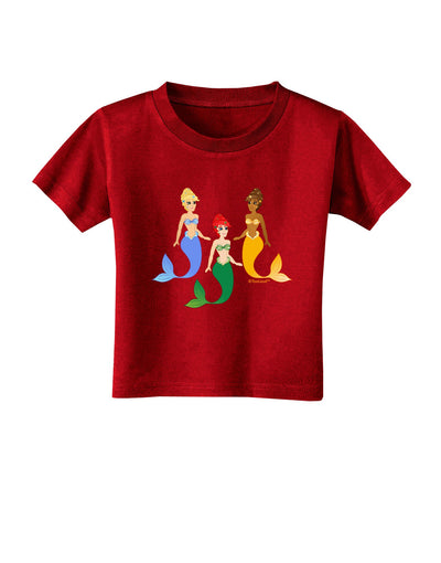 Three Mermaids Toddler T-Shirt Dark-Toddler T-Shirt-TooLoud-Red-2T-Davson Sales