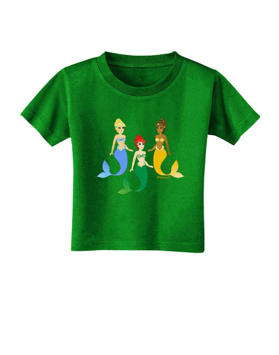 Three Mermaids Toddler T-Shirt Dark-Toddler T-Shirt-TooLoud-Clover-Green-2T-Davson Sales