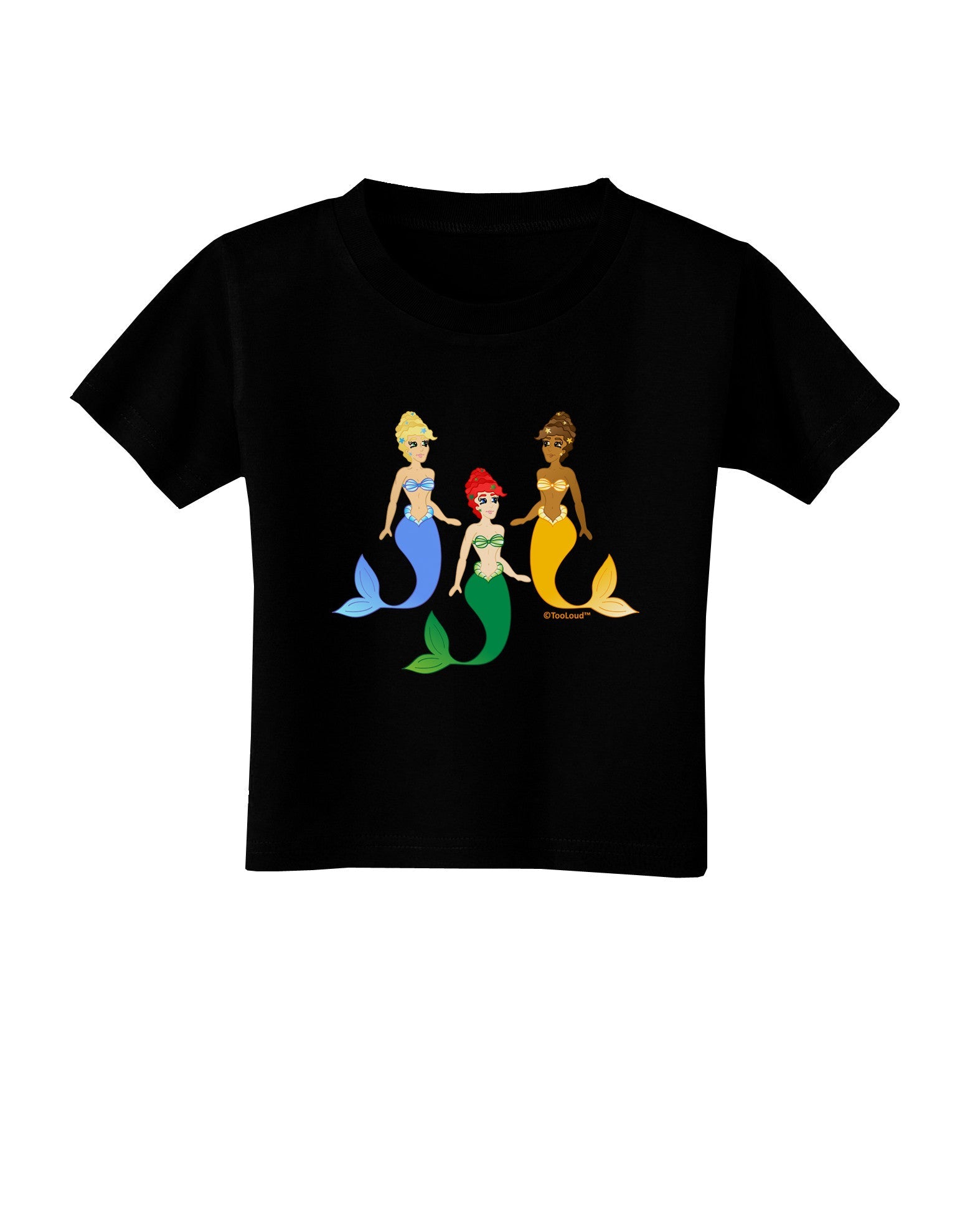 Three Mermaids Toddler T-Shirt Dark-Toddler T-Shirt-TooLoud-Black-2T-Davson Sales