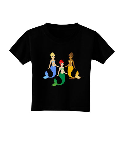 Three Mermaids Toddler T-Shirt Dark-Toddler T-Shirt-TooLoud-Black-2T-Davson Sales