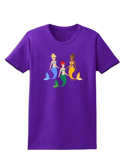 Three Mermaids Womens Dark T-Shirt-TooLoud-Purple-X-Small-Davson Sales