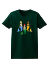 Three Mermaids Womens Dark T-Shirt-TooLoud-Forest-Green-Small-Davson Sales