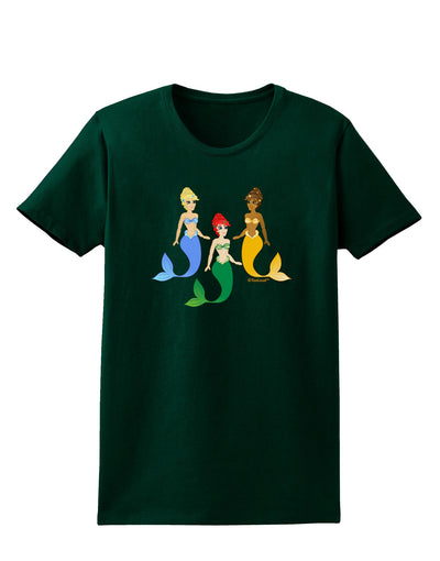 Three Mermaids Womens Dark T-Shirt-TooLoud-Forest-Green-Small-Davson Sales