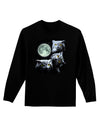 Three Owls and Moon Adult Long Sleeve Dark T-Shirt-TooLoud-Black-Small-Davson Sales