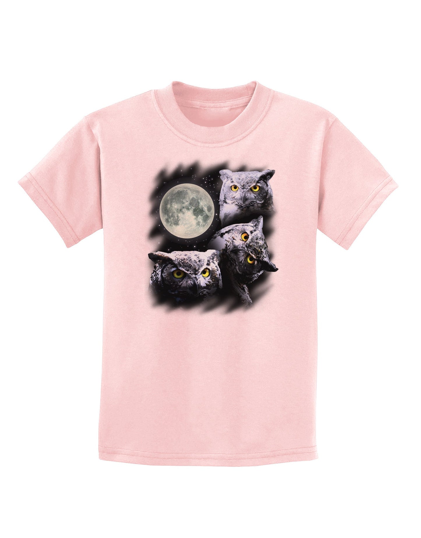 Three Owls and Moon Childrens T-Shirt-Childrens T-Shirt-TooLoud-PalePink-X-Small-Davson Sales