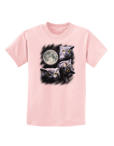 Three Owls and Moon Childrens T-Shirt-Childrens T-Shirt-TooLoud-PalePink-X-Small-Davson Sales