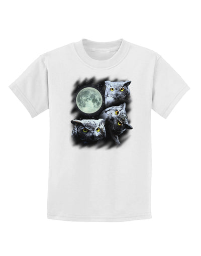 Three Owls and Moon Childrens T-Shirt-Childrens T-Shirt-TooLoud-White-X-Small-Davson Sales