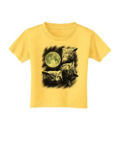 Three Owls and Moon Toddler T-Shirt-Toddler T-Shirt-TooLoud-Yellow-2T-Davson Sales