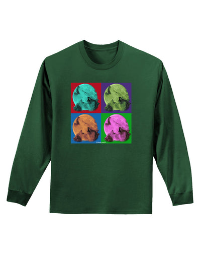 Three Wolves Howling - Pop-Art #1 Adult Long Sleeve Dark T-Shirt by TooLoud-TooLoud-Dark-Green-Small-Davson Sales