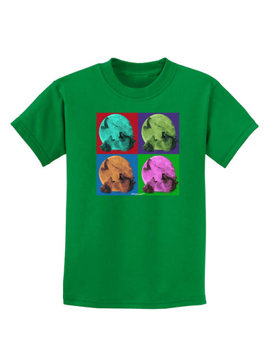 Three Wolves Howling - Pop-Art #1 Childrens Dark T-Shirt by TooLoud-Childrens T-Shirt-TooLoud-Kelly-Green-X-Small-Davson Sales