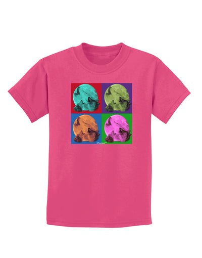 Three Wolves Howling - Pop-Art #1 Childrens Dark T-Shirt by TooLoud-Childrens T-Shirt-TooLoud-Sangria-X-Small-Davson Sales