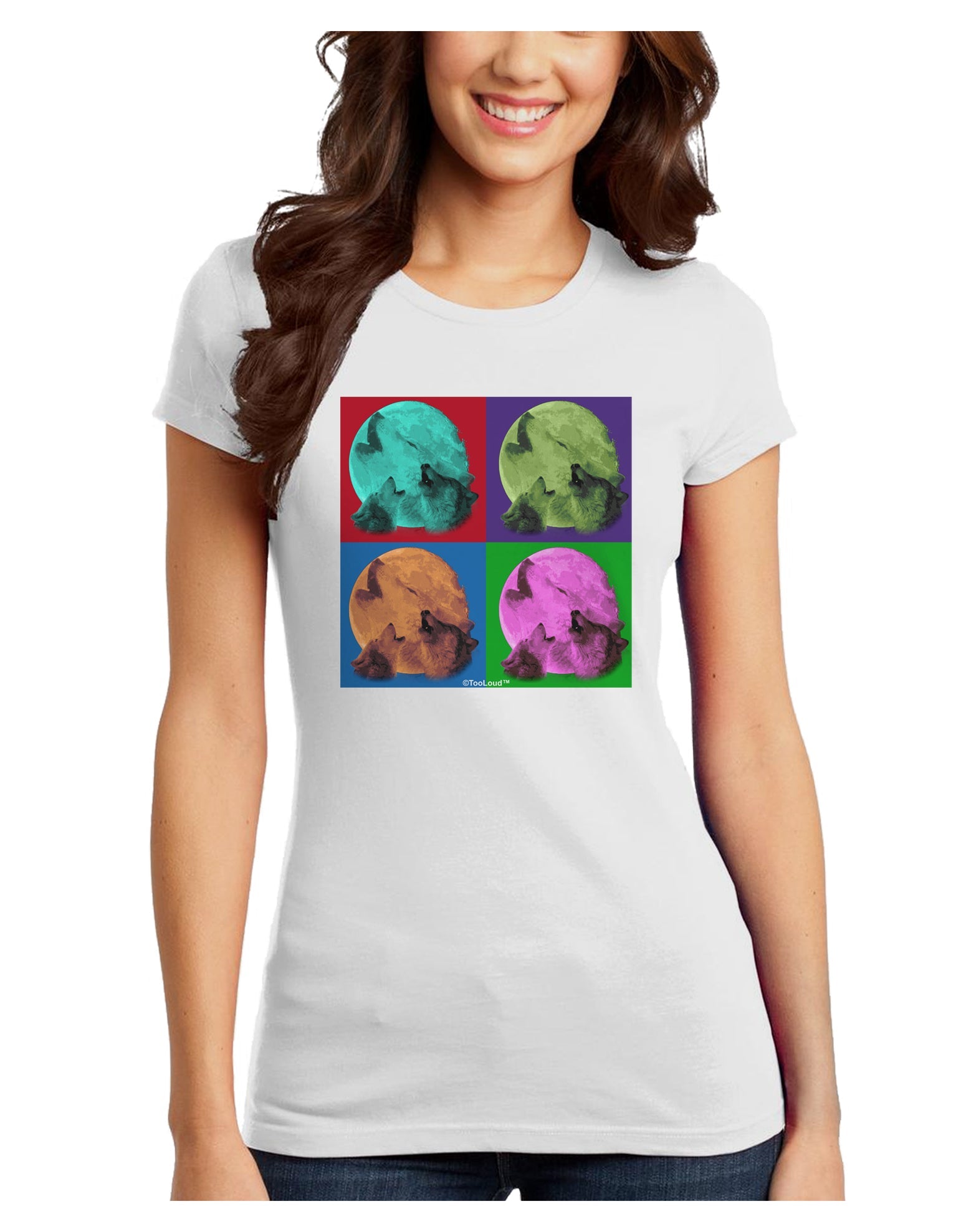 Three Wolves Howling - Pop-Art #1 Juniors T-Shirt by TooLoud-Womens Juniors T-Shirt-TooLoud-White-Juniors Fitted X-Small-Davson Sales