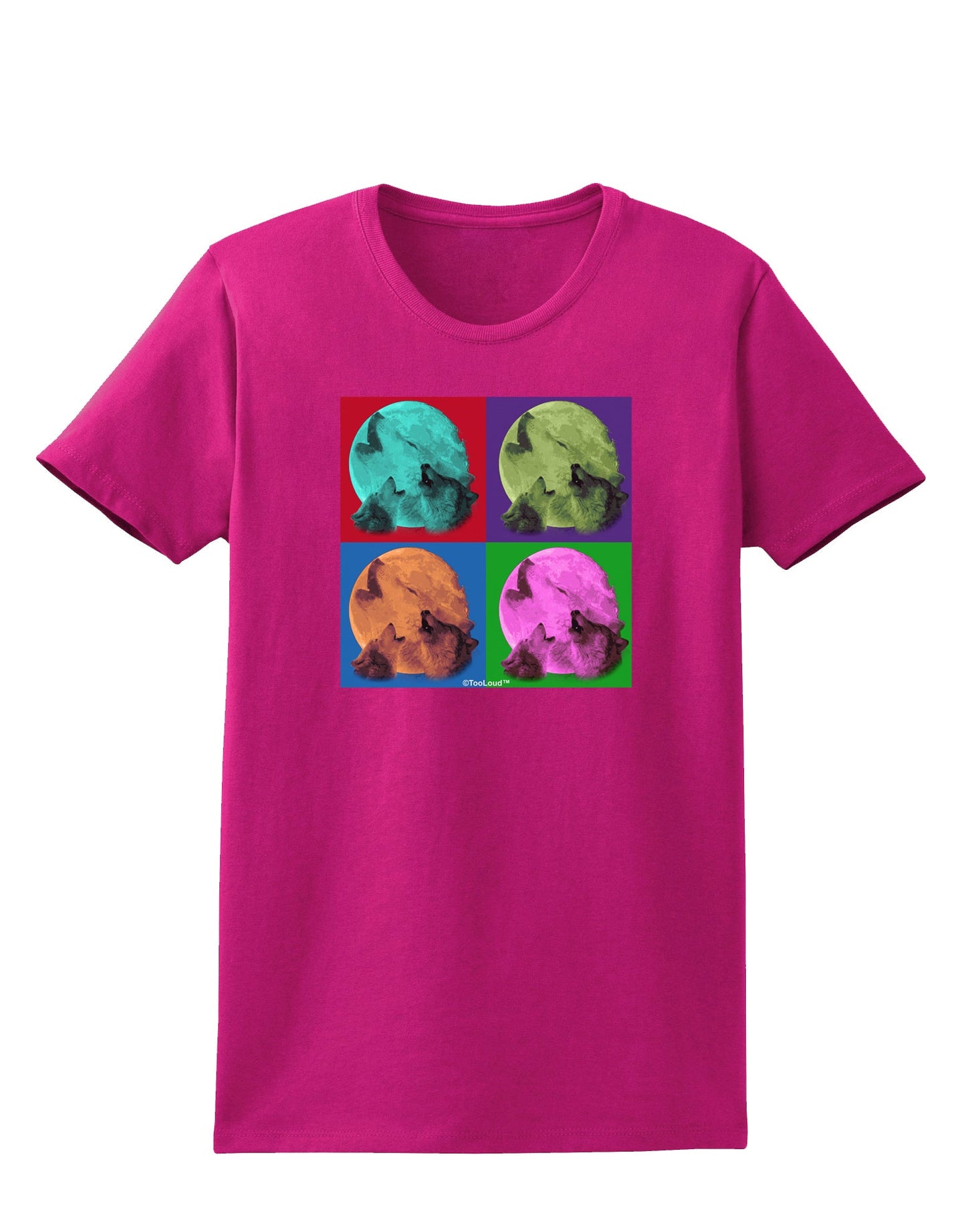 Three Wolves Howling - Pop-Art #1 Womens Dark T-Shirt by TooLoud-Womens T-Shirt-TooLoud-Hot-Pink-Small-Davson Sales