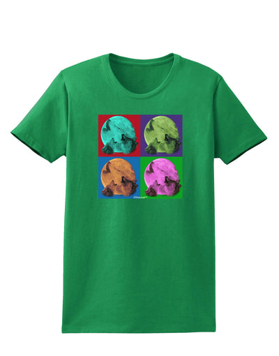 Three Wolves Howling - Pop-Art #1 Womens Dark T-Shirt by TooLoud-Womens T-Shirt-TooLoud-Kelly-Green-X-Small-Davson Sales