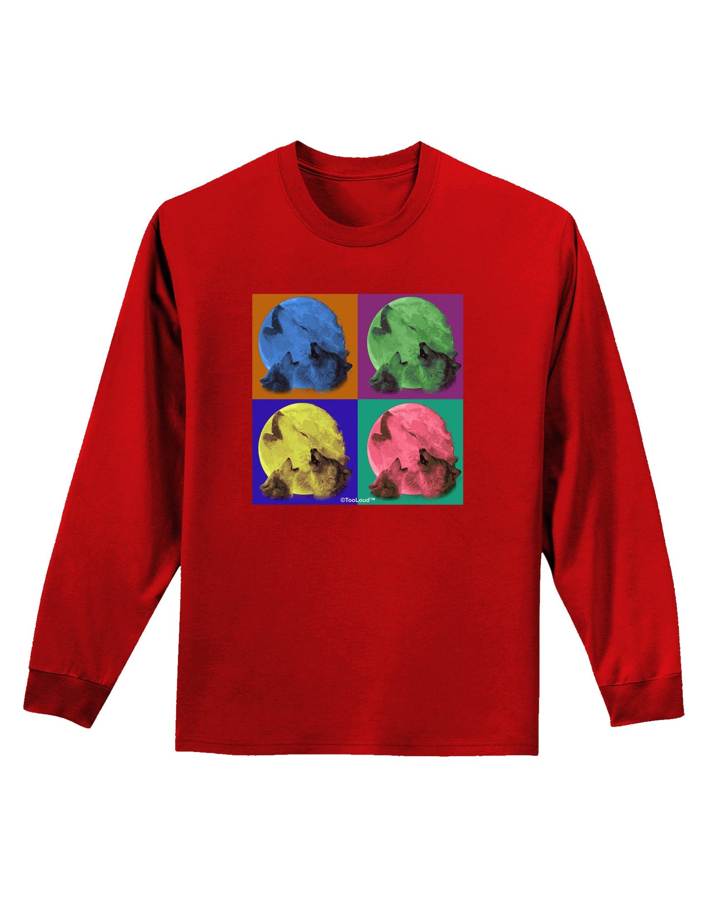 Three Wolves Howling - Pop-Art #2 Adult Long Sleeve Dark T-Shirt by TooLoud-TooLoud-Red-Small-Davson Sales
