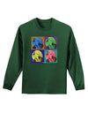 Three Wolves Howling - Pop-Art #2 Adult Long Sleeve Dark T-Shirt by TooLoud-TooLoud-Dark-Green-Small-Davson Sales