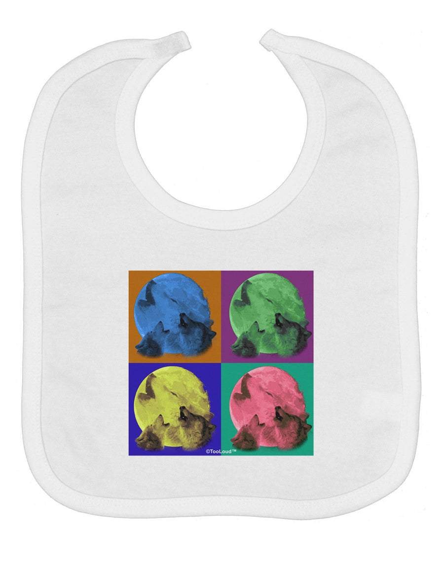 Three Wolves Howling - Pop-Art #2 Baby Bib by TooLoud