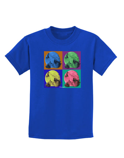 Three Wolves Howling - Pop-Art #2 Childrens Dark T-Shirt by TooLoud-Childrens T-Shirt-TooLoud-Royal-Blue-X-Small-Davson Sales