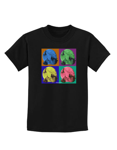 Three Wolves Howling - Pop-Art #2 Childrens Dark T-Shirt by TooLoud-Childrens T-Shirt-TooLoud-Black-X-Small-Davson Sales