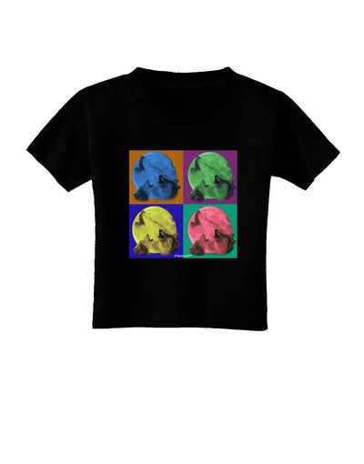 Three Wolves Howling - Pop-Art #2 Toddler T-Shirt Dark by TooLoud-Toddler T-Shirt-TooLoud-Black-2T-Davson Sales