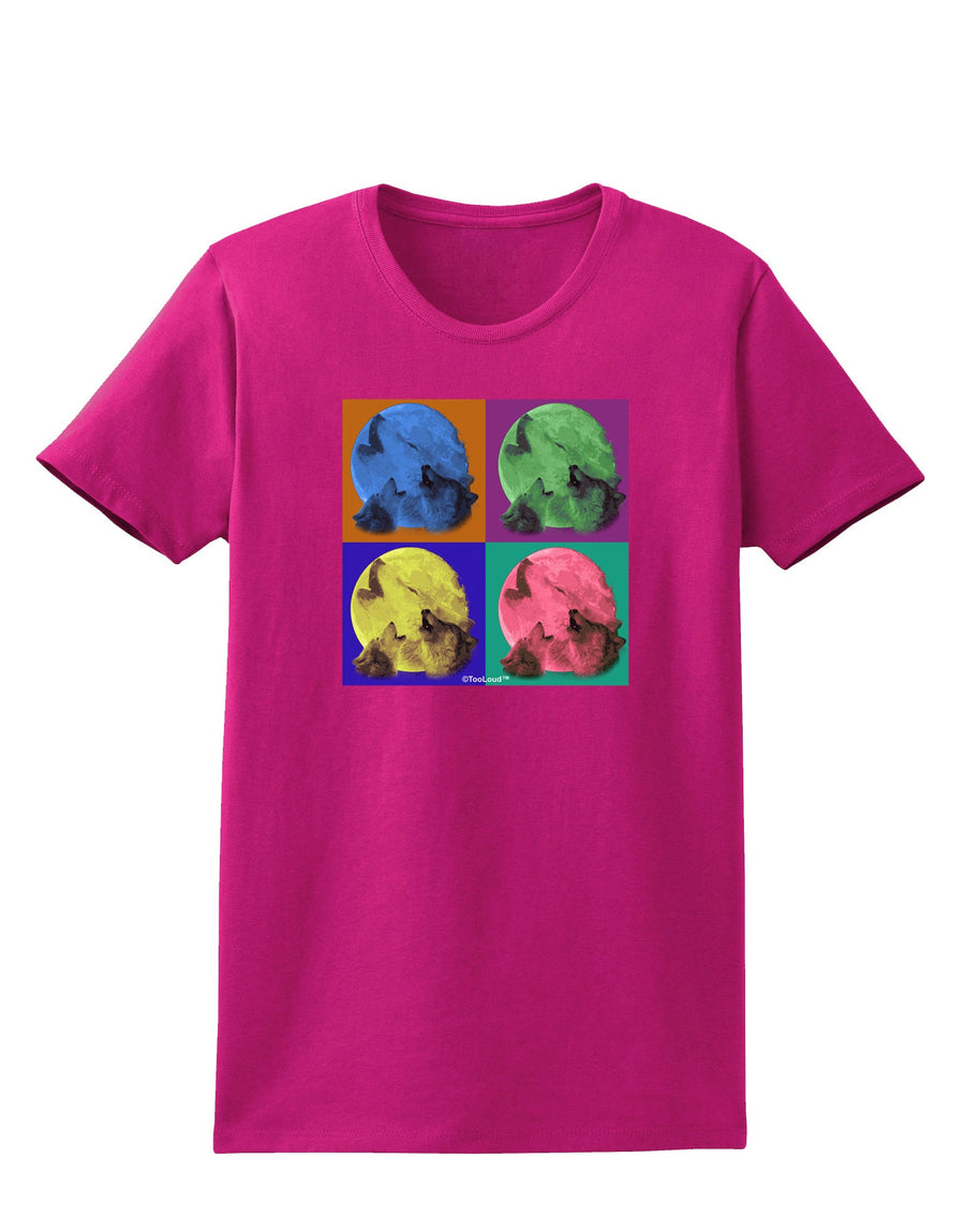 Three Wolves Howling - Pop-Art #2 Womens Dark T-Shirt by TooLoud-Womens T-Shirt-TooLoud-Black-X-Small-Davson Sales