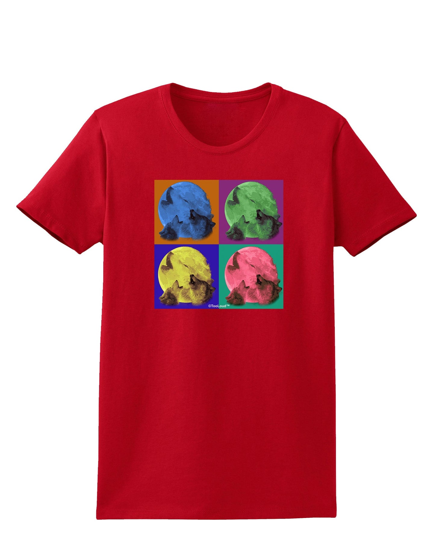 Three Wolves Howling - Pop-Art #2 Womens Dark T-Shirt by TooLoud-Womens T-Shirt-TooLoud-Red-X-Small-Davson Sales