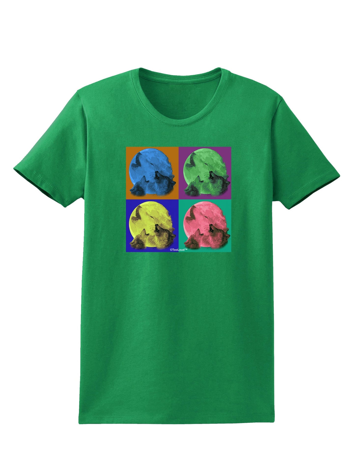 Three Wolves Howling - Pop-Art #2 Womens Dark T-Shirt by TooLoud-Womens T-Shirt-TooLoud-Kelly-Green-X-Small-Davson Sales