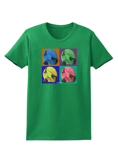 Three Wolves Howling - Pop-Art #2 Womens Dark T-Shirt by TooLoud-Womens T-Shirt-TooLoud-Kelly-Green-X-Small-Davson Sales