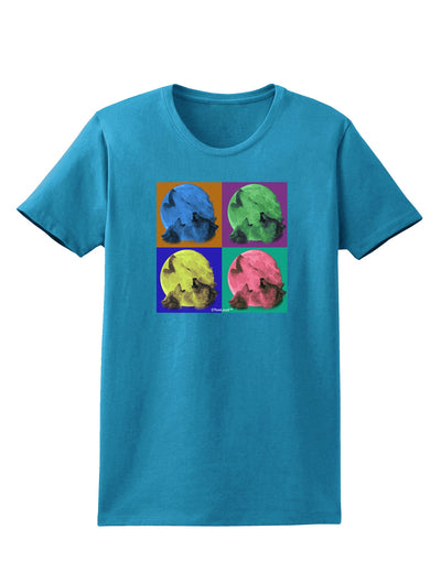 Three Wolves Howling - Pop-Art #2 Womens Dark T-Shirt by TooLoud-Womens T-Shirt-TooLoud-Turquoise-X-Small-Davson Sales